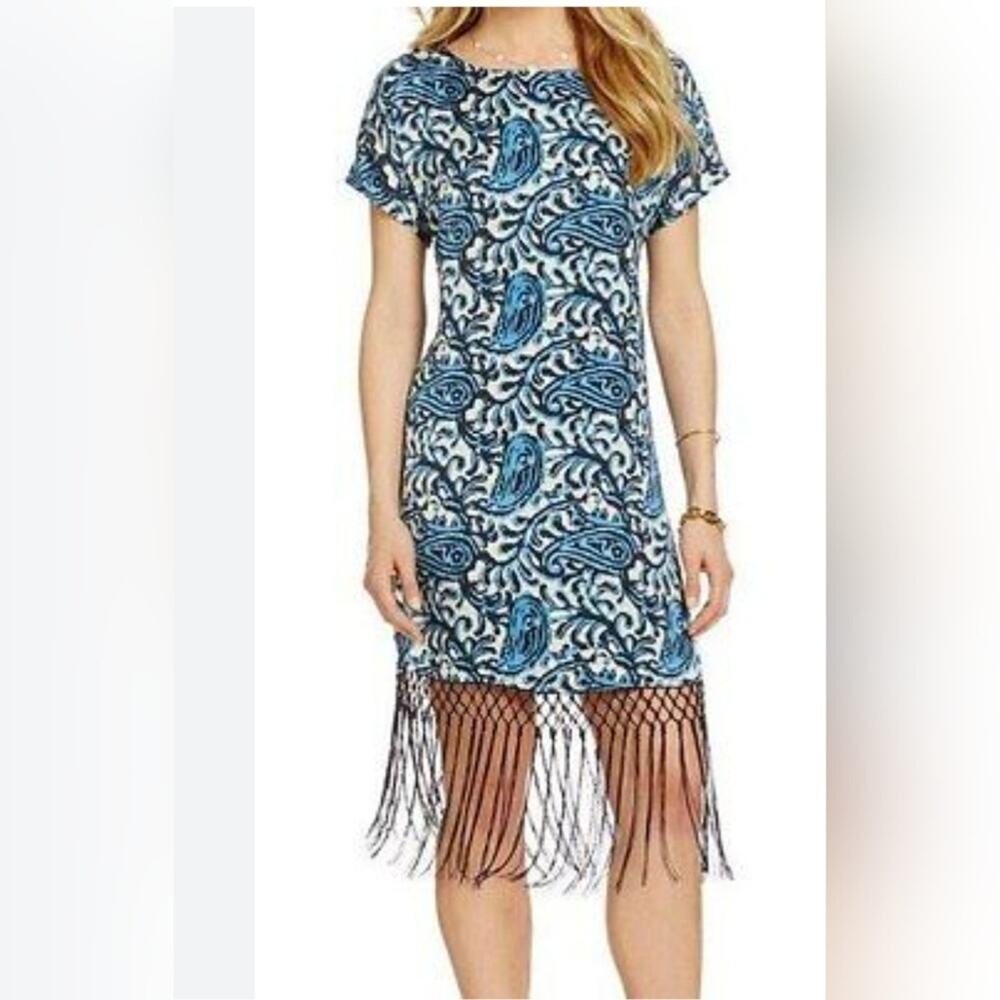 Michael Michael Kors lightweight silky fringe sheath dress sz L #746